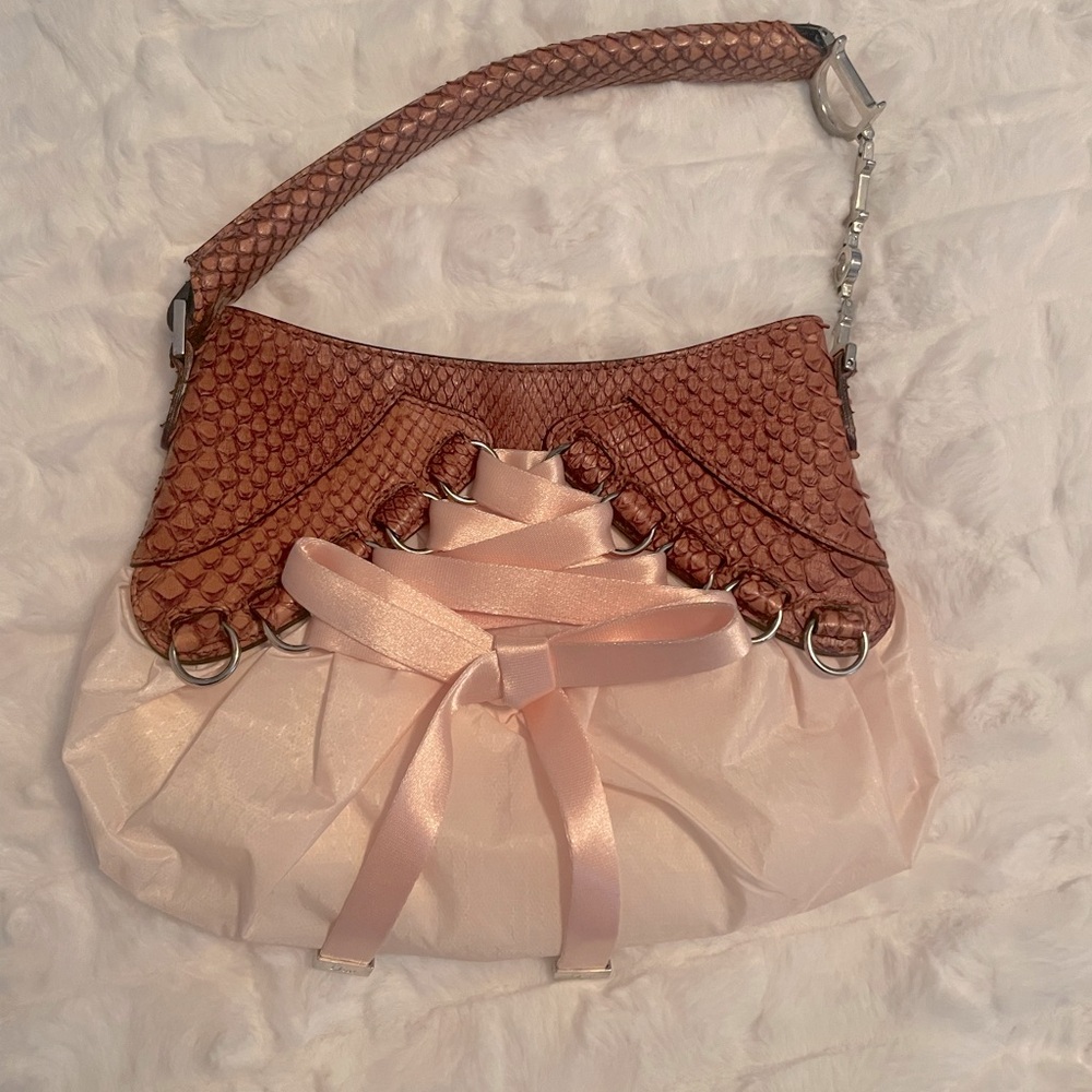Vestiaire collective Christian Dior Mini Corset, Python ballet bag peach
